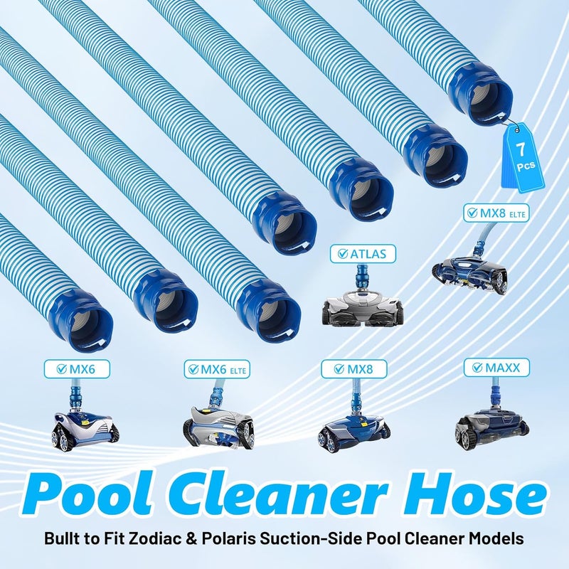 Fonixte 7 Pack R0527700 Pool Cleaner Hose Replacement Kit for Zodiac Baracuda MX6 X7 T3 T5 Swimming Pool Cleaner, 39 Inch Twist Lock Pool Vacuum Hose, One Year Warranty - Image 2